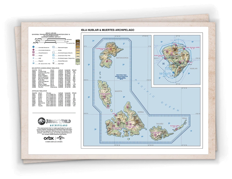 Jurassic World: Archipelago Aeronautical Chart - Compact